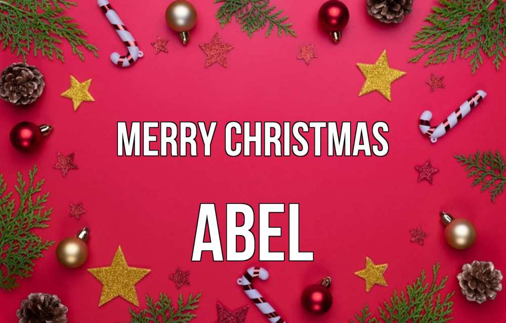 Greetings card с именем, Abel Merry Christmas с рождеством Greetings with text for free download 
