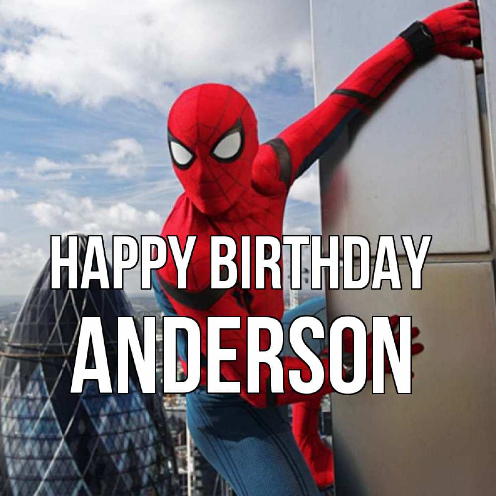 Greetings card с именем, Anderson Happy Birthday Марвел Greetings with text for free download 