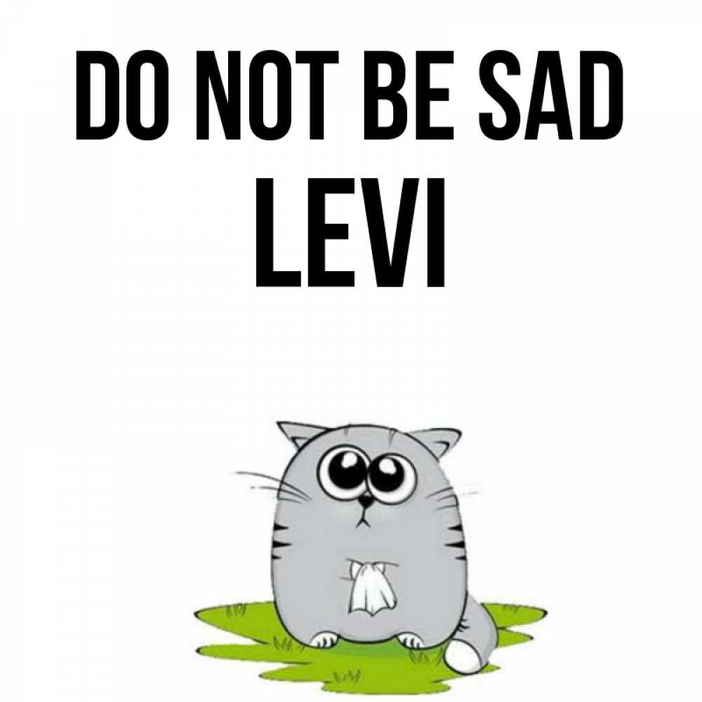 Greetings card с именем, Levi Do not be sad грустный котяра Greetings with text for free download 