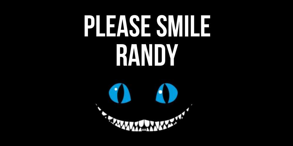 Greetings card с именем, Randy Please smile кот улыбается Greetings with text for free download 