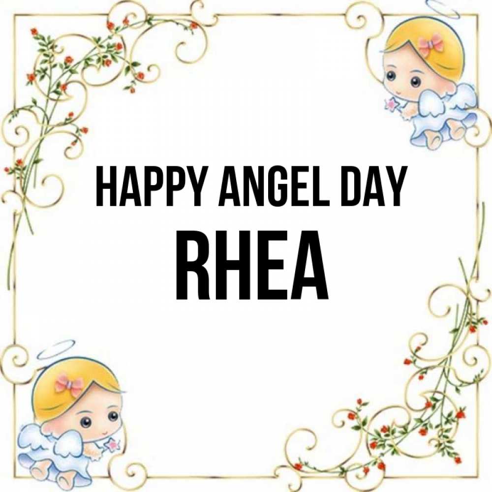 Greetings card с именем, Rhea happy angel day девочки ангелы Greetings with text for free download 