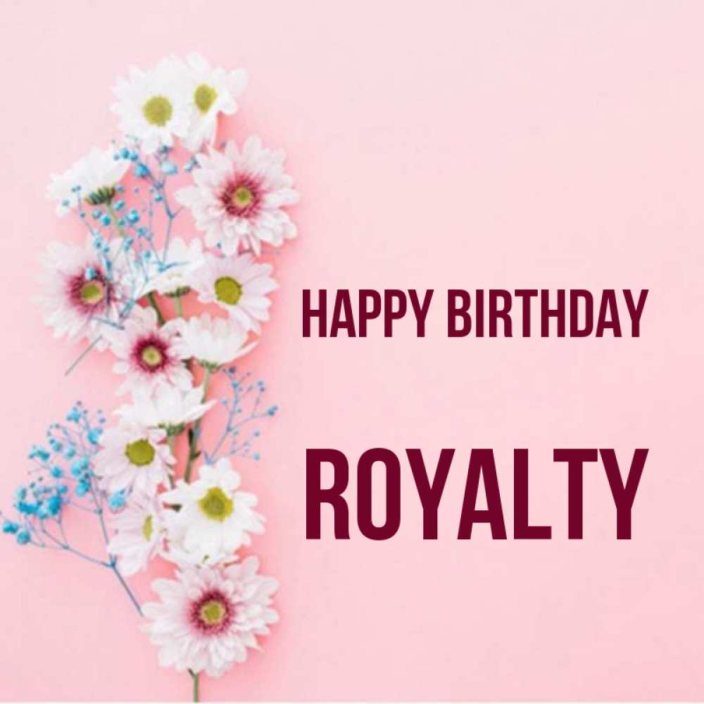 Greetings card с именем, Royalty Happy Birthday Родная моя с днем рождения тебя картинка с цветами белыми и голубыми Greetings with text for free download 