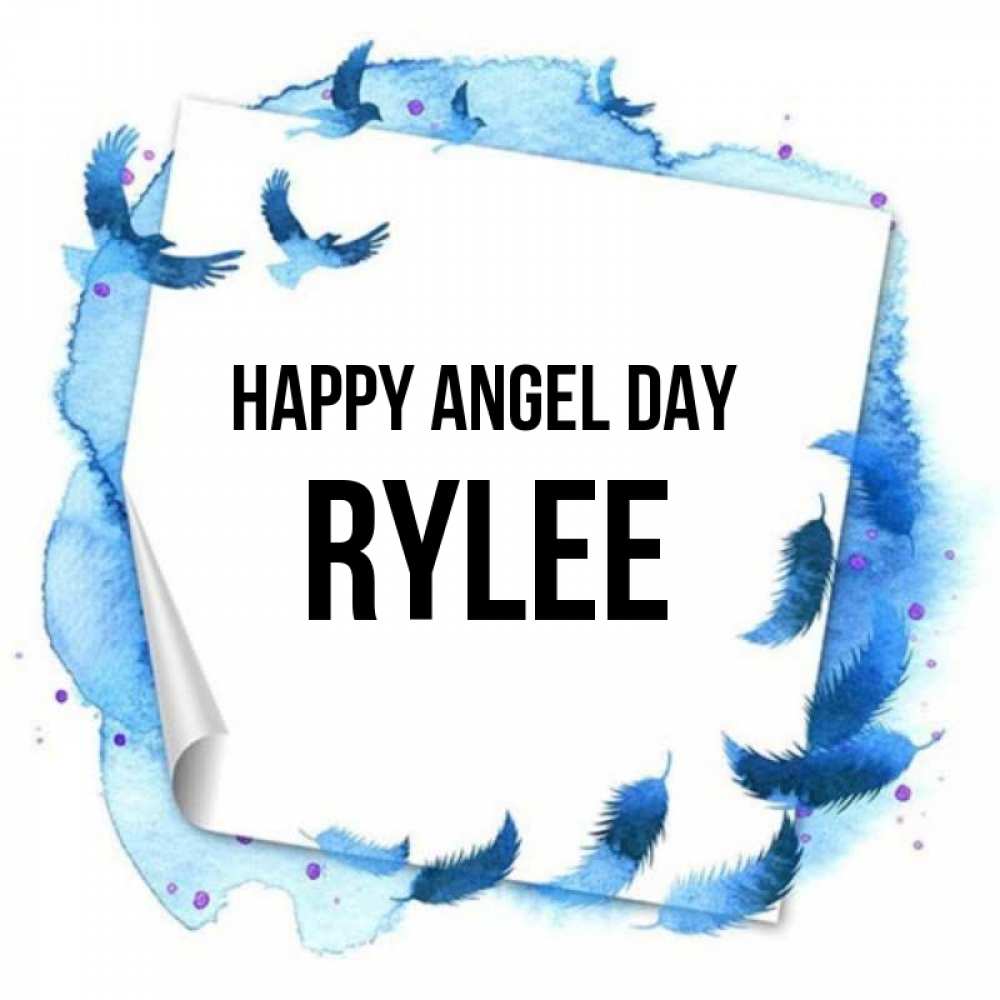 Greetings card с именем, Rylee happy angel day красивые птицы летят Greetings with text for free download 