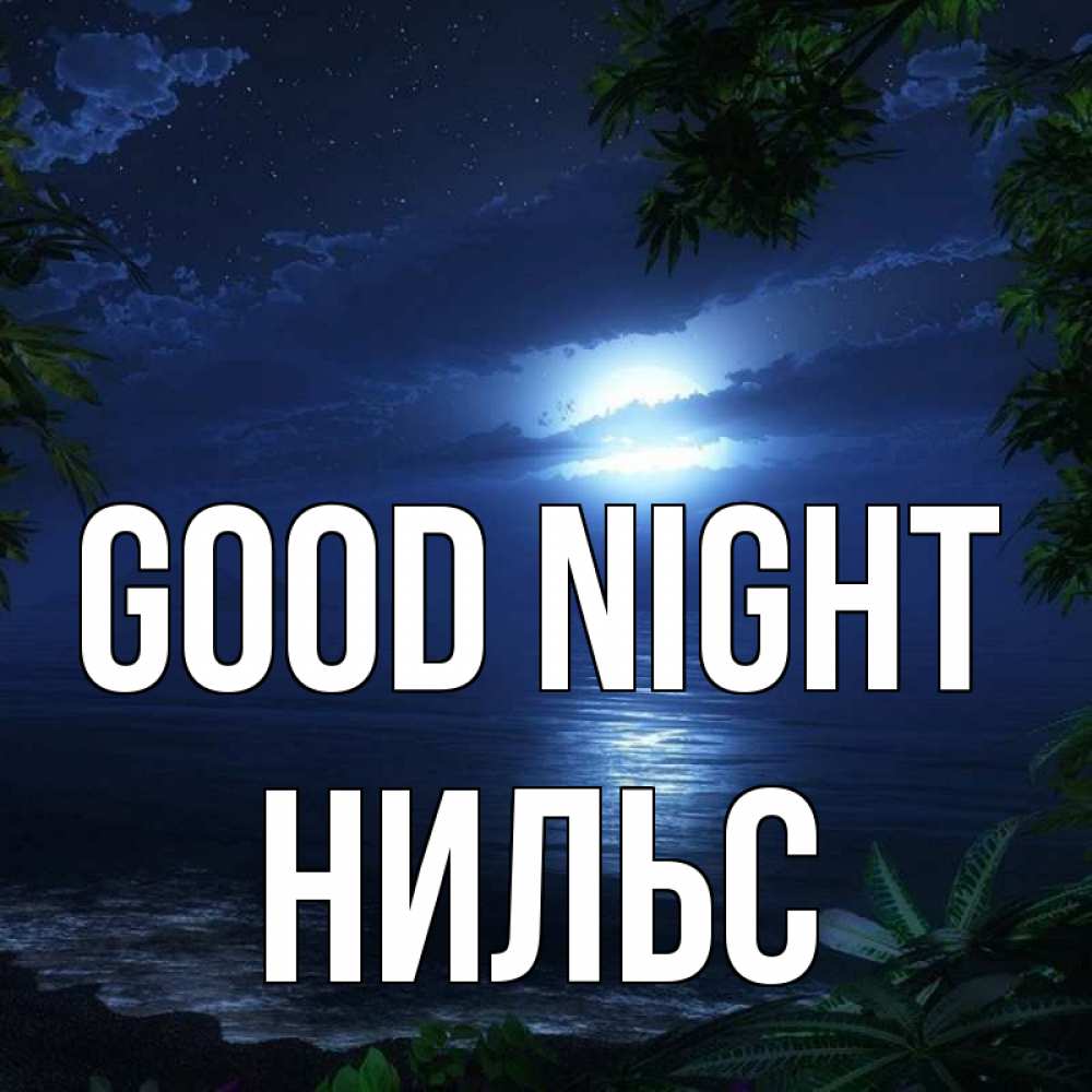 Greetings card с именем, Нильс Good night тропический остров Greetings with text for free download 