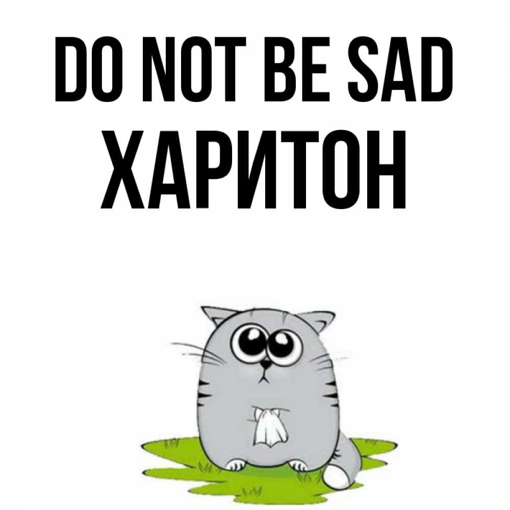 Greetings card с именем, Харитон Do not be sad грустный котяра Greetings with text for free download 