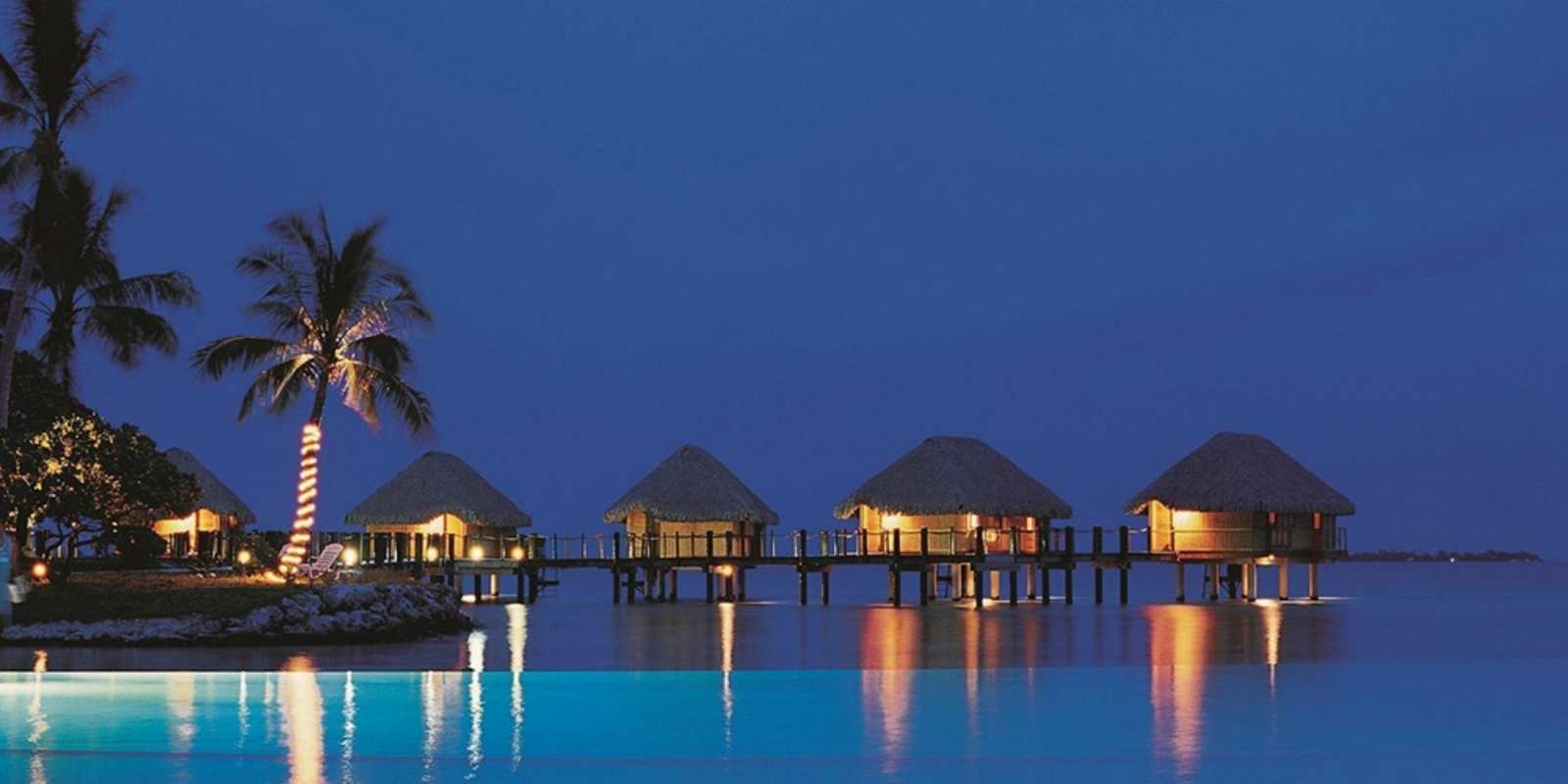 Открытка бунгалло на море морское пожелание сладких снов Good night 