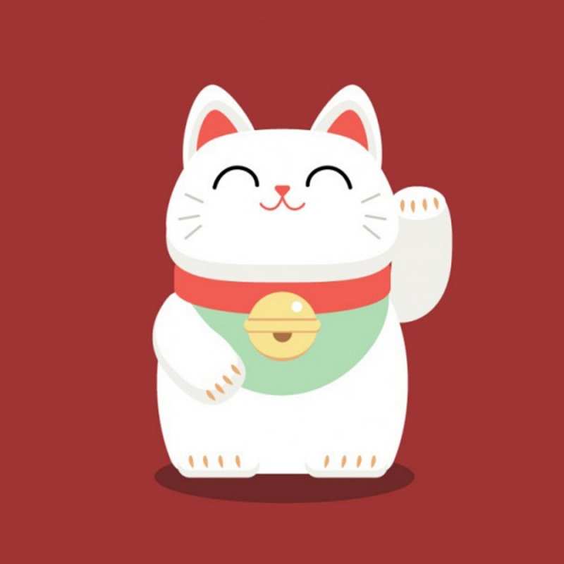 Открытка японский кот  игрушка  Good luck 