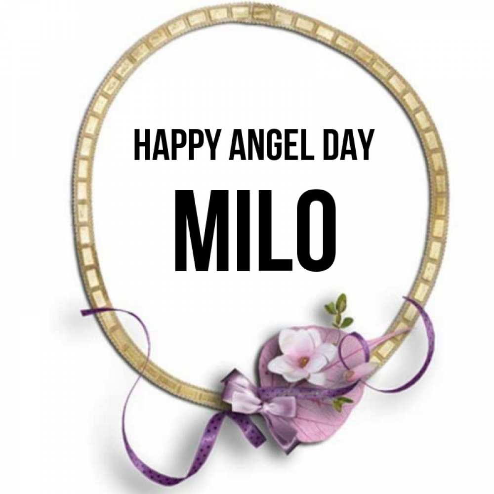 Greetings card с именем, Milo happy angel day золотая рамочка Greetings with text for free download 