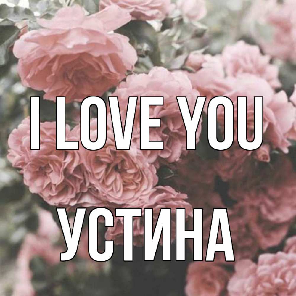 Greetings card с именем, Устина I love you розы 3 Greetings with text for free download 