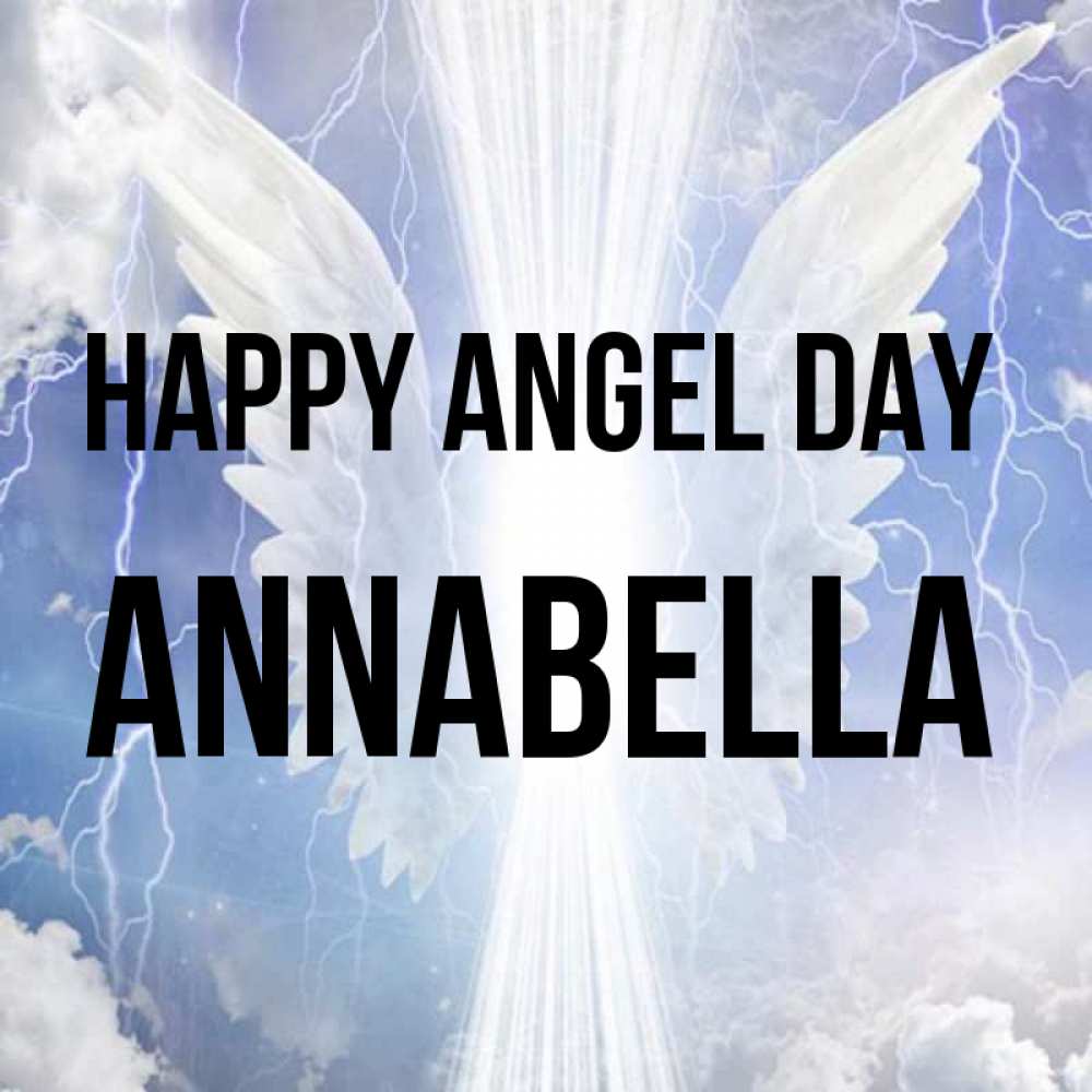 Greetings card с именем, Annabella happy angel day молнии на небе и свет Greetings with text for free download 