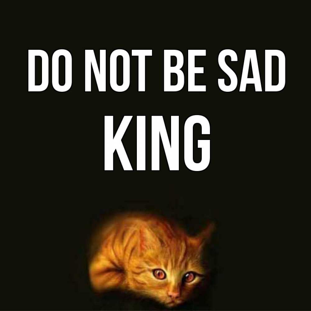 Greetings card с именем, King Do not be sad лежащий кот в темноте Greetings with text for free download 