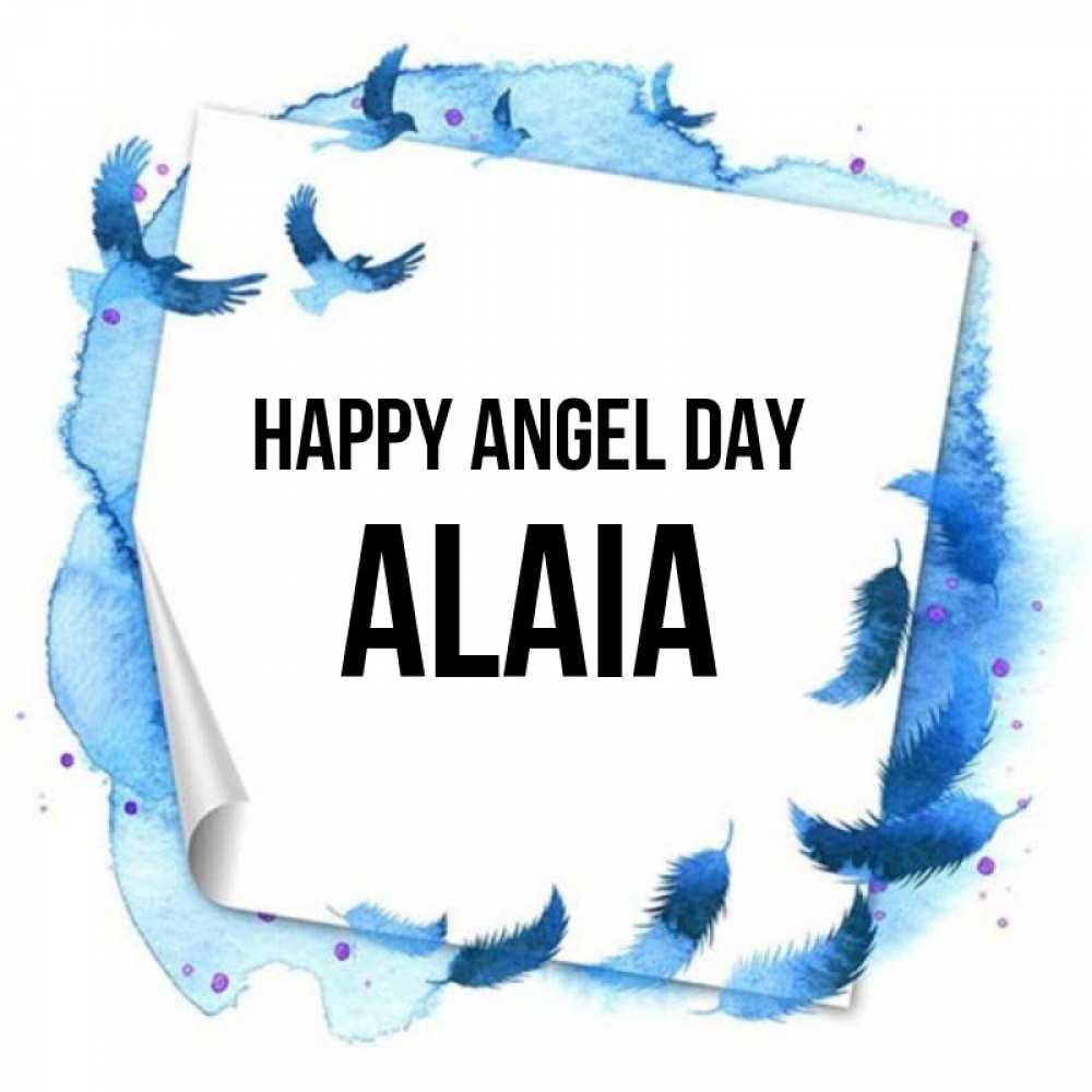 Greetings card с именем, Alaia happy angel day красивые птицы летят Greetings with text for free download 