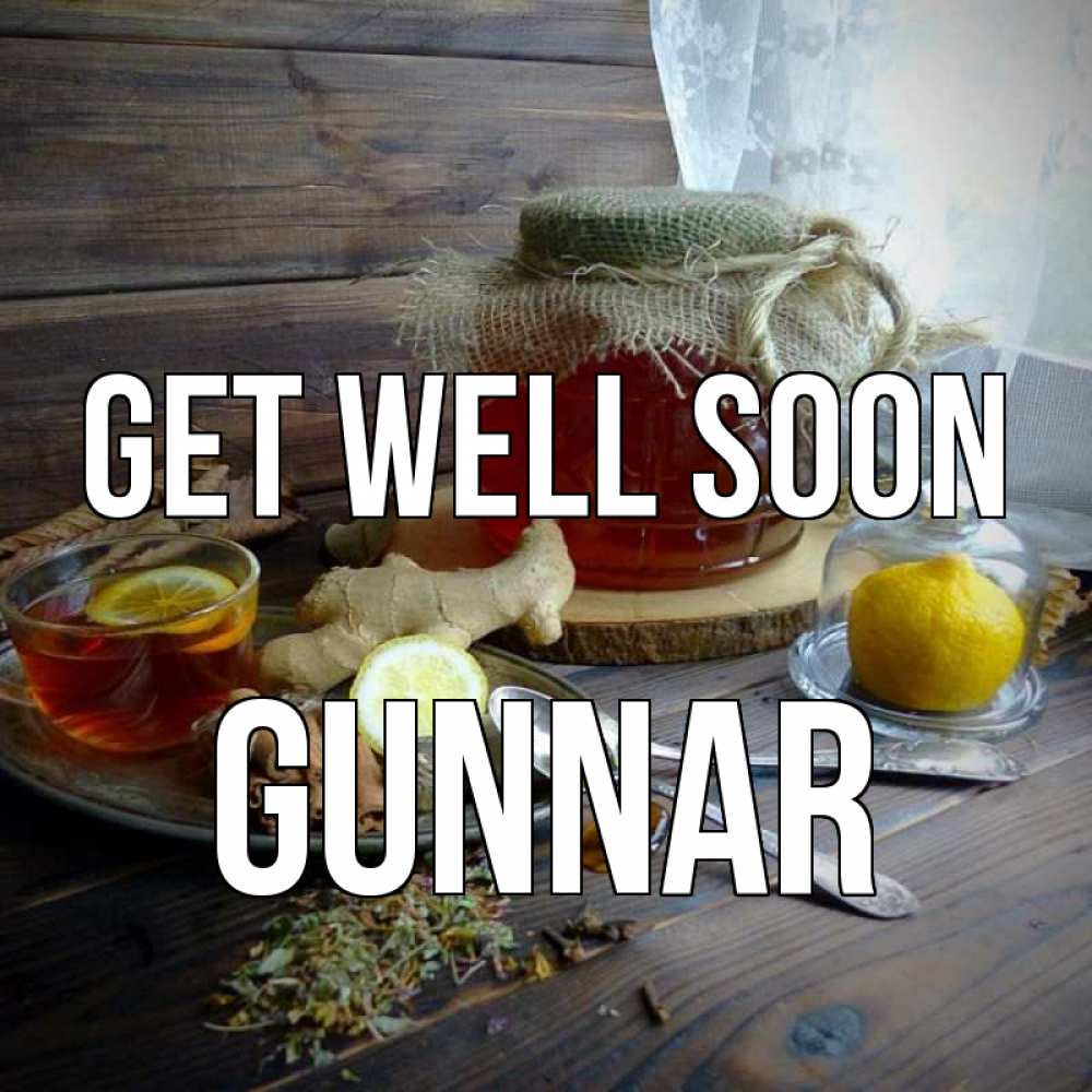 Greetings card с именем, Gunnar Get well soon банка с медом Greetings with text for free download 