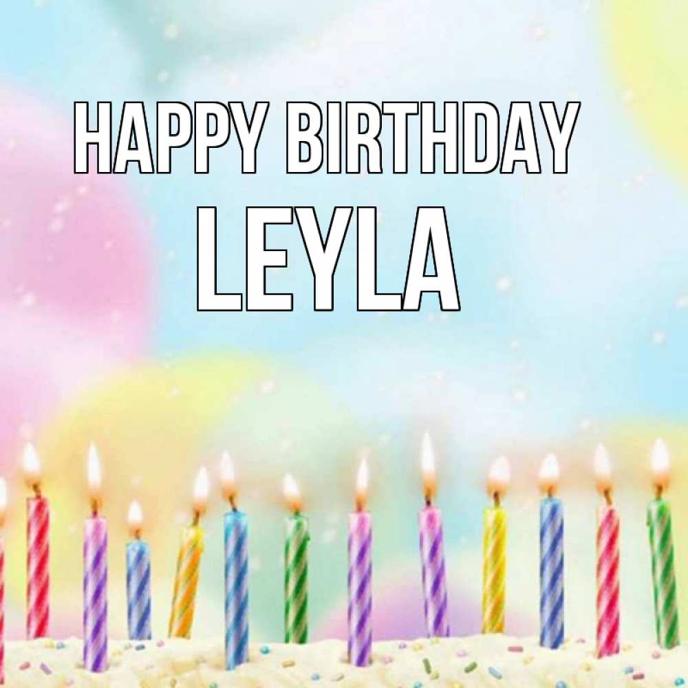 Greetings card с именем, Leyla Happy Birthday разноцветное Greetings with text for free download 