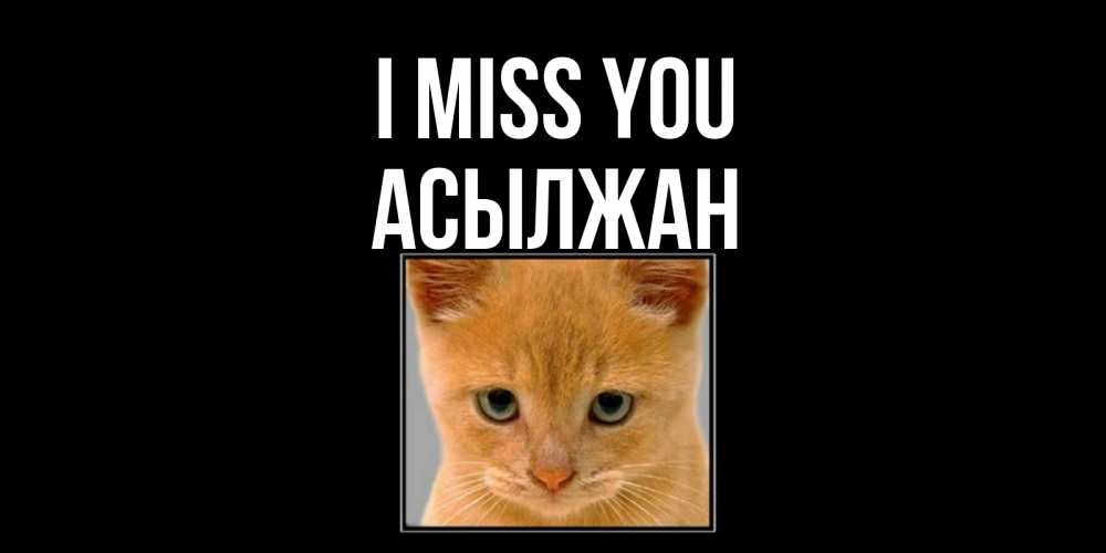 Greetings card с именем, Асылжан I miss you открытки рыжий котенок скучает по тебе Greetings with text for free download 