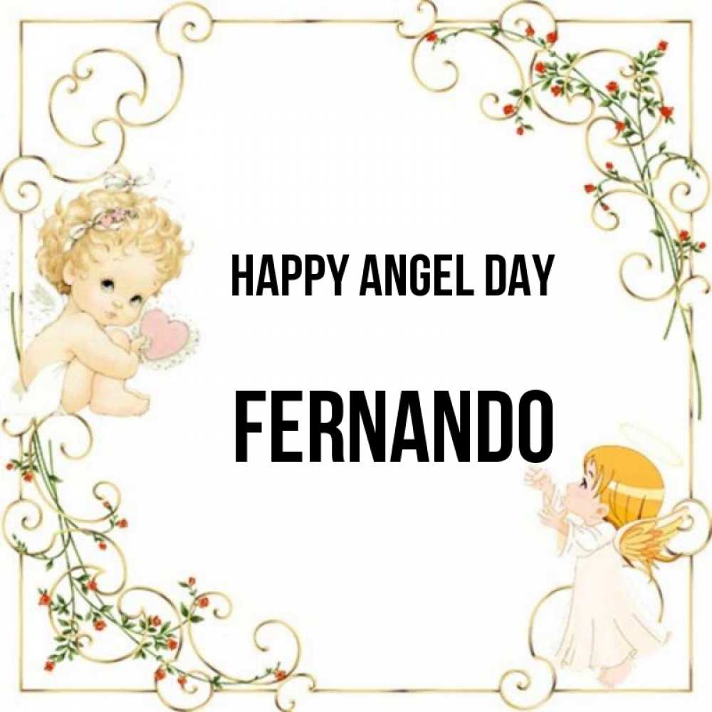 Greetings card с именем, Fernando happy angel day ангелы желают прекрасных именин Greetings with text for free download 