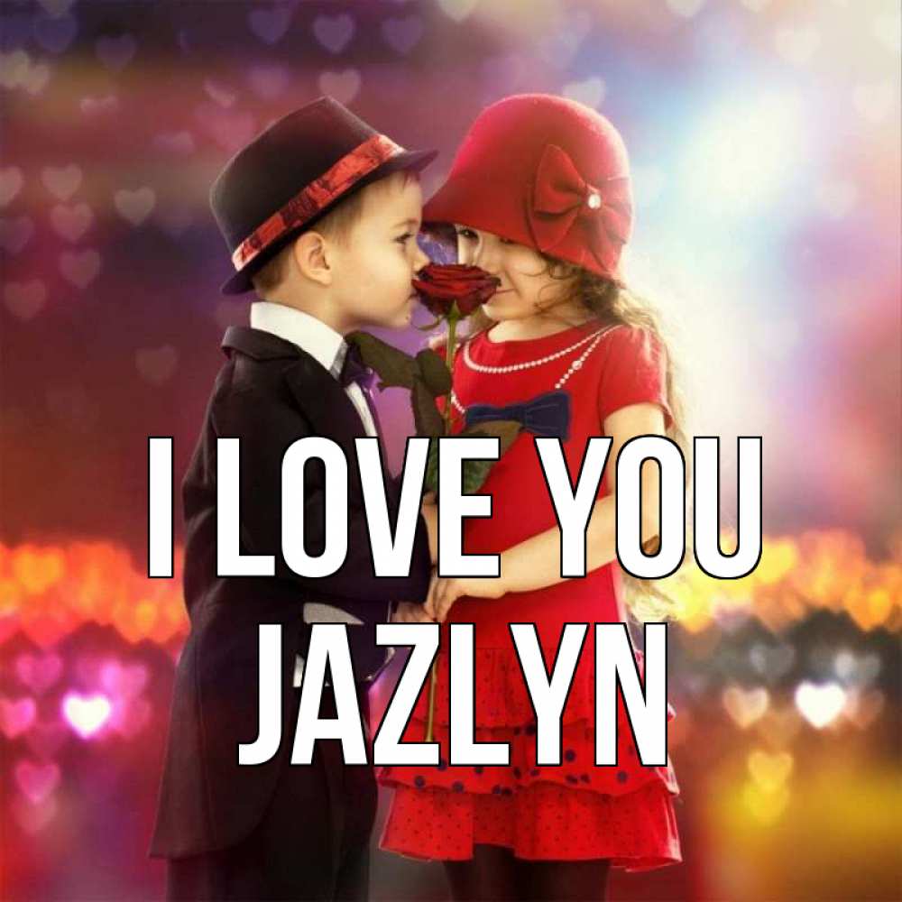 Greetings card с именем, Jazlyn I love you черное и красное и роза Greetings with text for free download 