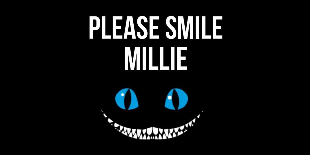 Greetings card с именем, Millie Please smile кот улыбается Greetings with text for free download 