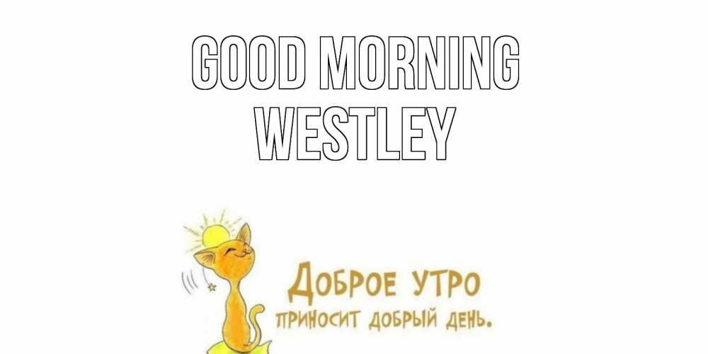 Greetings card с именем, Westley Good morning кот, солнце Greetings with text for free download 