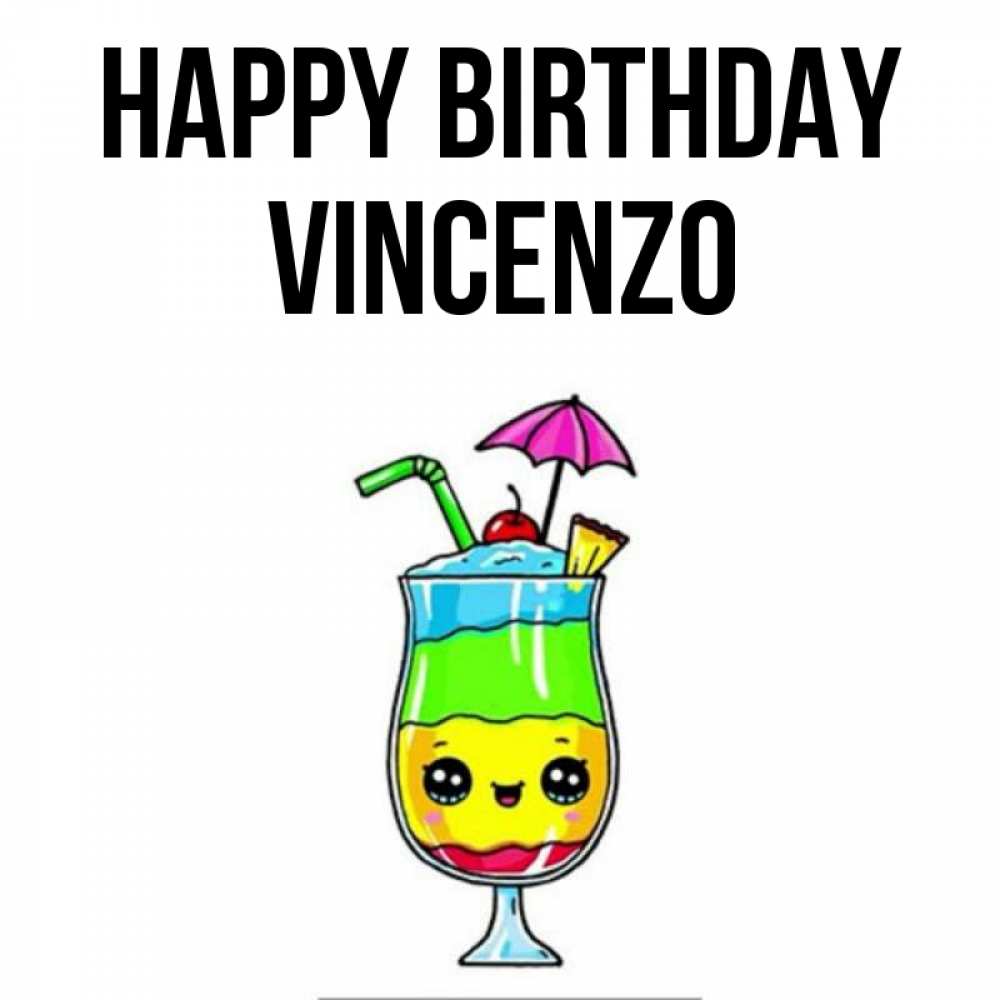 Greetings card с именем, Vincenzo Happy Birthday с зонтиком Greetings with text for free download 