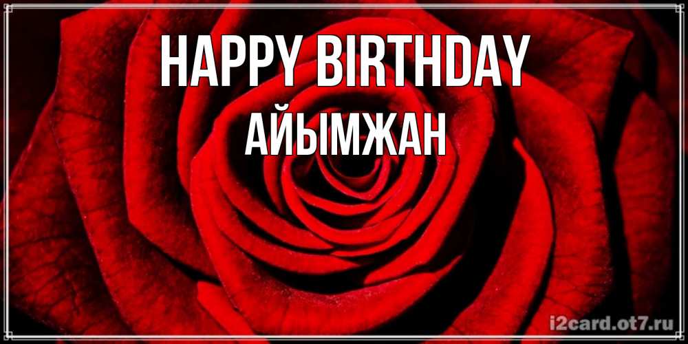 Greetings card с именем, АЙЫМЖАН Happy Birthday алая роза Greetings with text for free download 