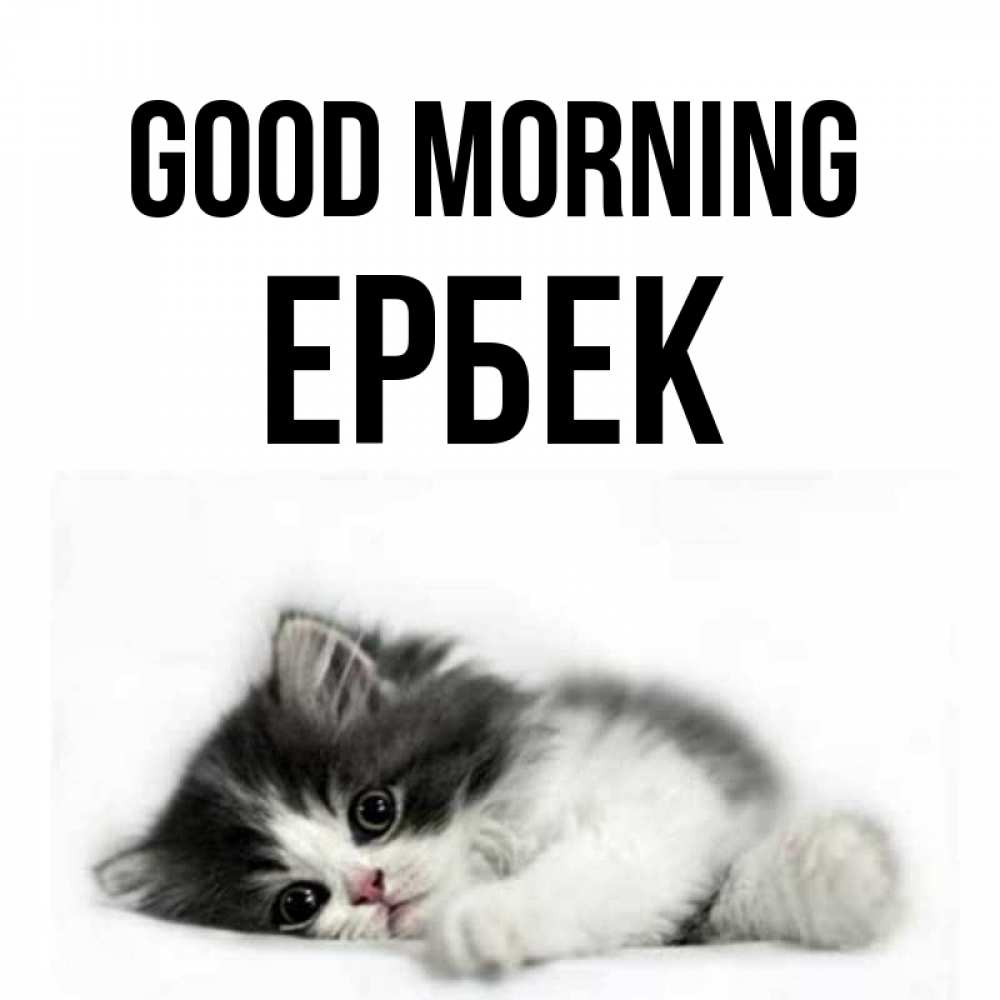 Greetings card с именем, Ербек Good morning кот лапки Greetings with text for free download 