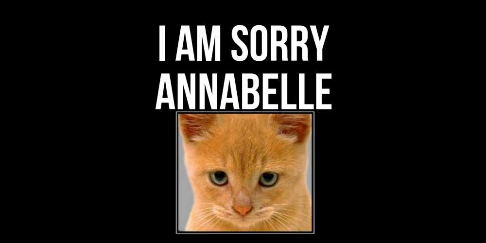 Greetings card с именем, Annabelle I am sorry рыжий грустный кот просит прощения Greetings with text for free download 
