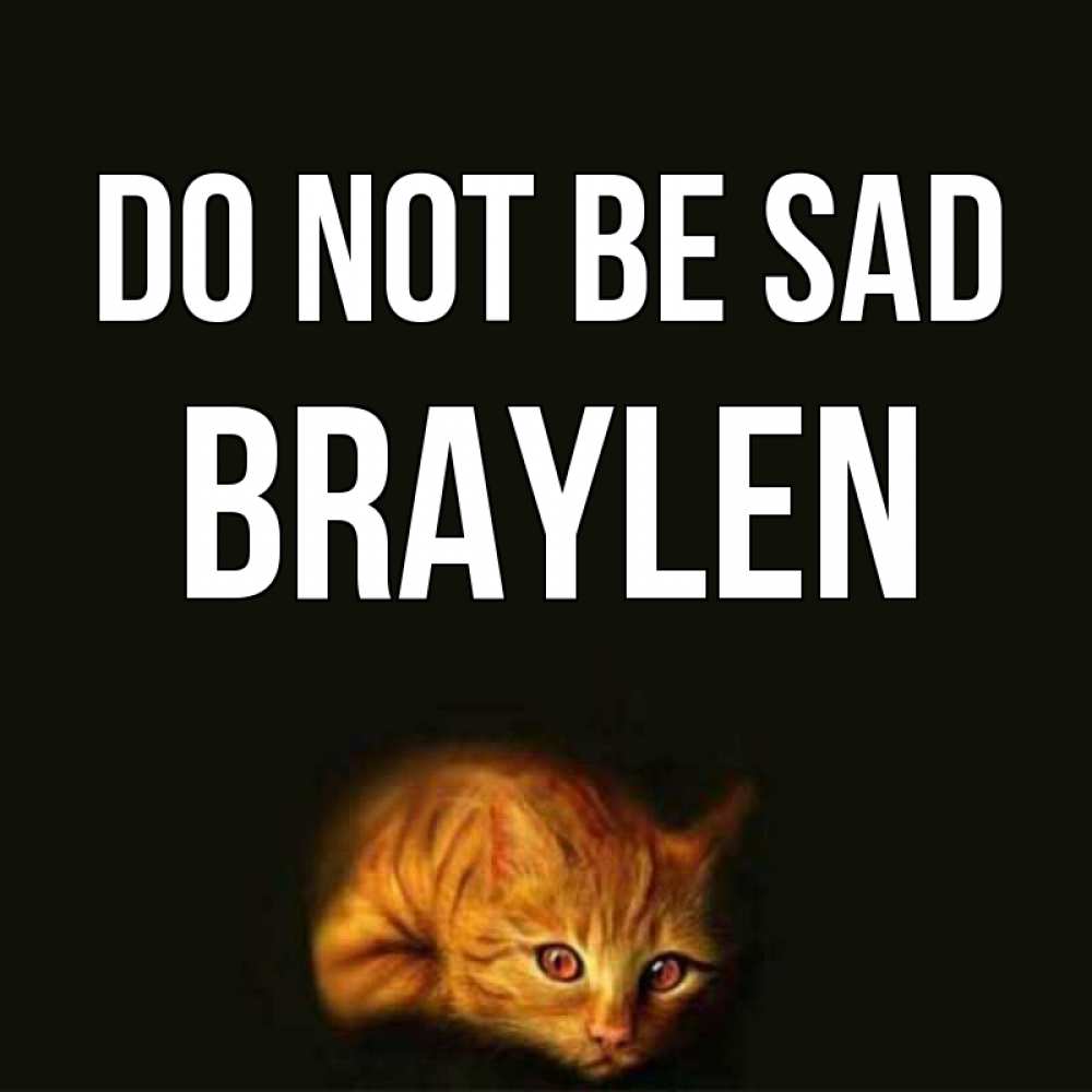 Greetings card с именем, Braylen Do not be sad лежащий кот в темноте Greetings with text for free download 