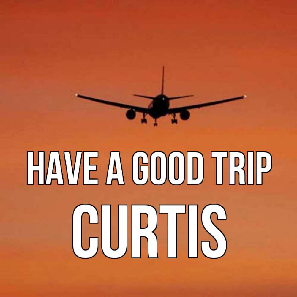 Greetings card с именем, Curtis Have a good trip силуэт самолета Greetings with text for free download 