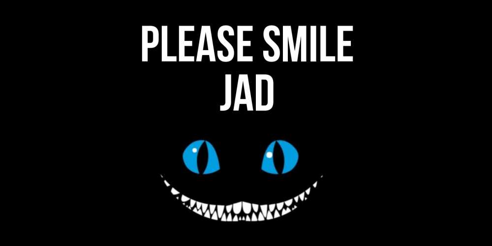 Greetings card с именем, Jad Please smile кот улыбается Greetings with text for free download 