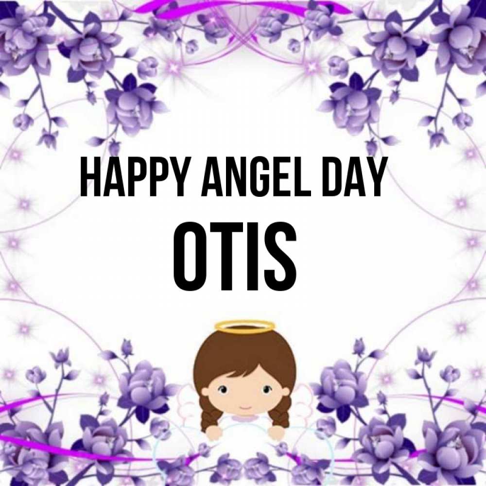 Greetings card с именем, Otis happy angel day с именинами в рамочке Greetings with text for free download 
