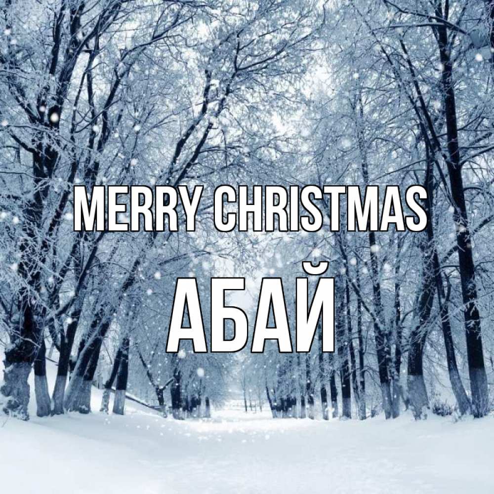 Greetings card с именем, Абай Merry Christmas снег, лес, парк Greetings with text for free download 