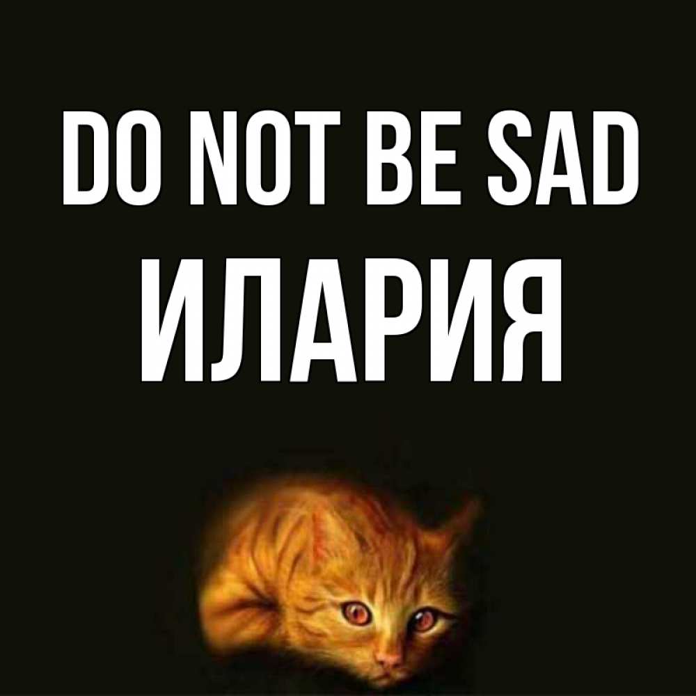 Greetings card с именем, Илария Do not be sad лежащий кот в темноте Greetings with text for free download 