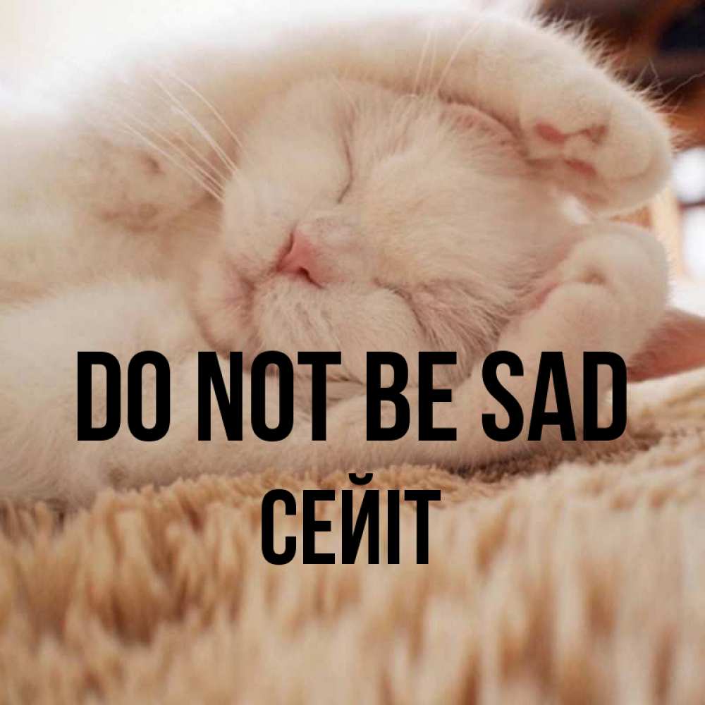 Greetings card с именем, СЕЙІТ Do not be sad Котенок спит Greetings with text for free download 