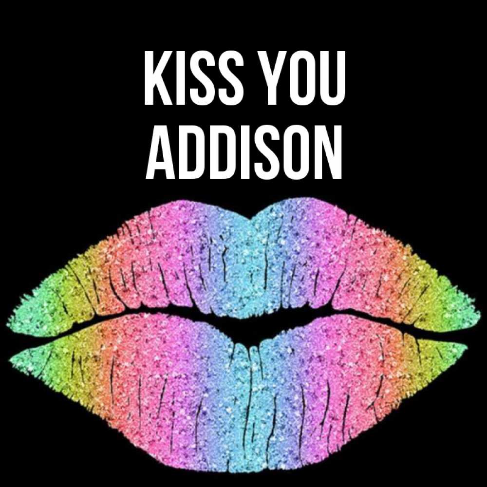 Greetings card с именем, Addison Kiss you след от губ на черном фоне Greetings with text for free download 