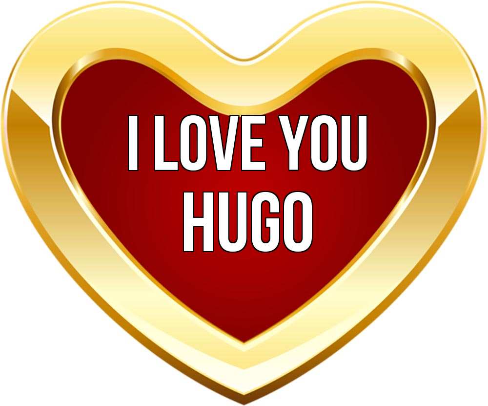 Greetings card с именем, Hugo I love you из краски Greetings with text for free download 