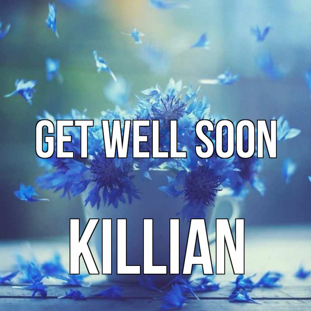 Greetings card с именем, Killian Get well soon кружка с зельем и цветами Greetings with text for free download 