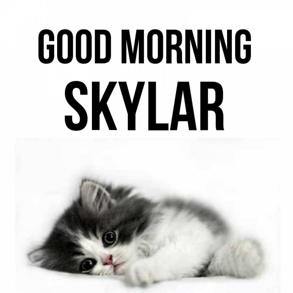 Greetings card с именем, Skylar Good morning кот лапки Greetings with text for free download 