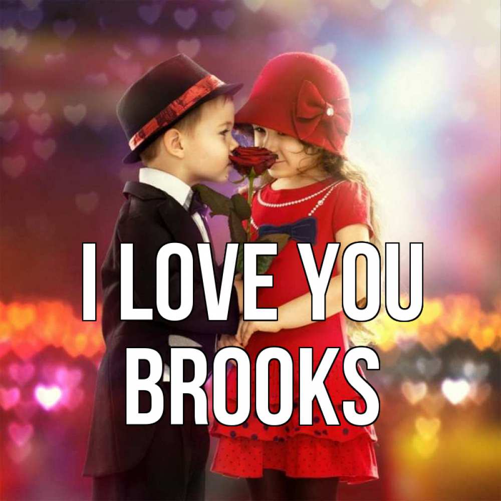 Greetings card с именем, Brooks I love you черное и красное и роза Greetings with text for free download 