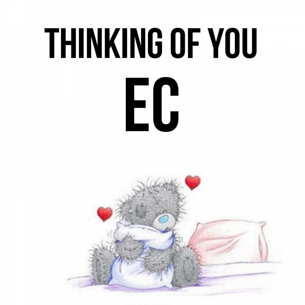 Greetings card с именем, Ес Thinking of you мишка на кровати Greetings with text for free download 