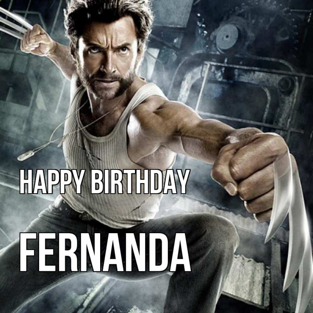 Greetings card с именем, Fernanda Happy Birthday супергерой в ярости Greetings with text for free download 