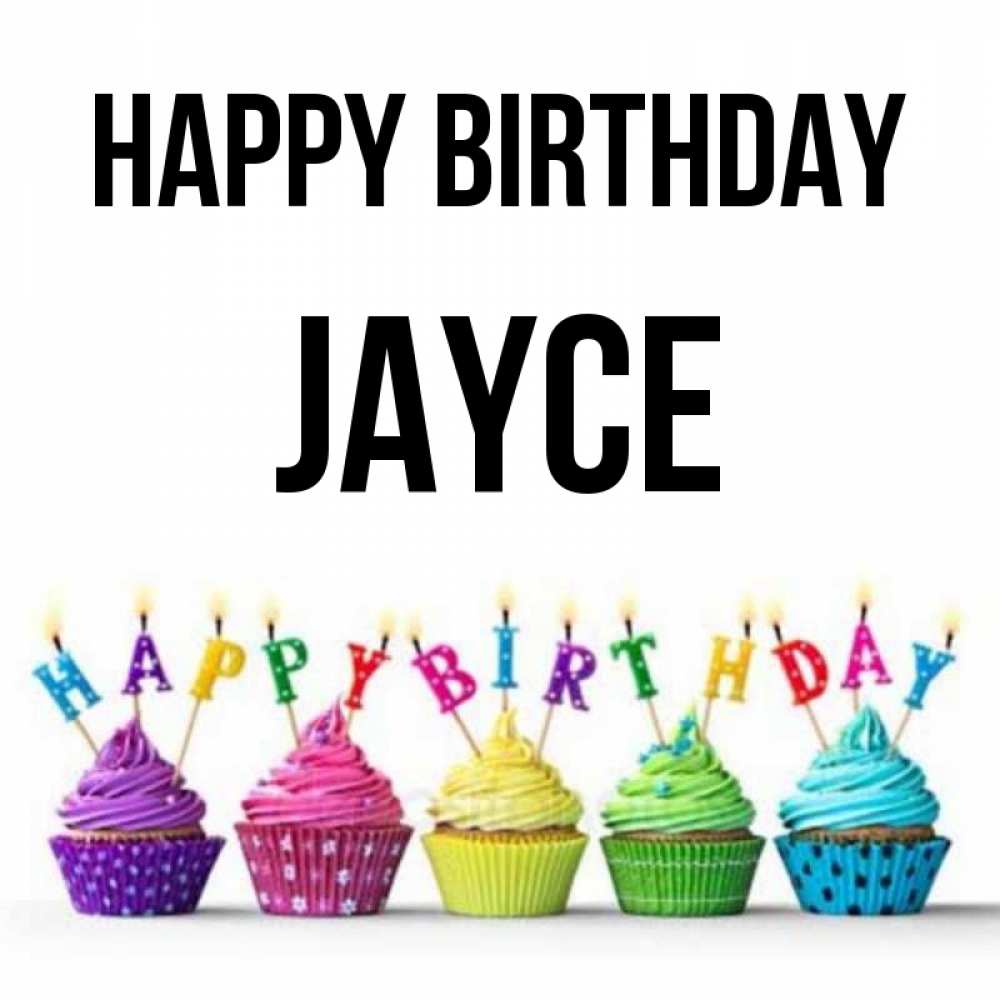 Greetings card с именем, Jayce Happy Birthday открытка ко дню рождения с разноцветными вкусняшками Greetings with text for free download 