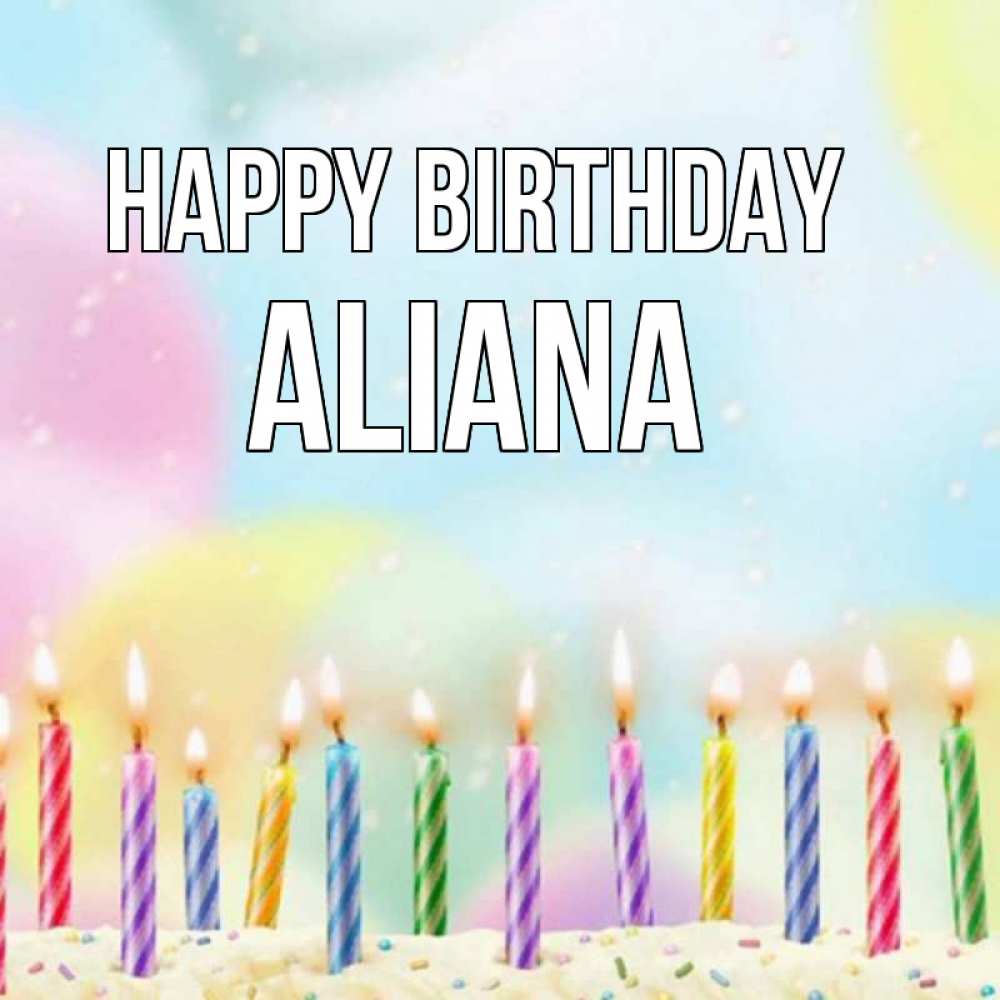 Greetings card с именем, Aliana Happy Birthday разноцветное Greetings with text for free download 
