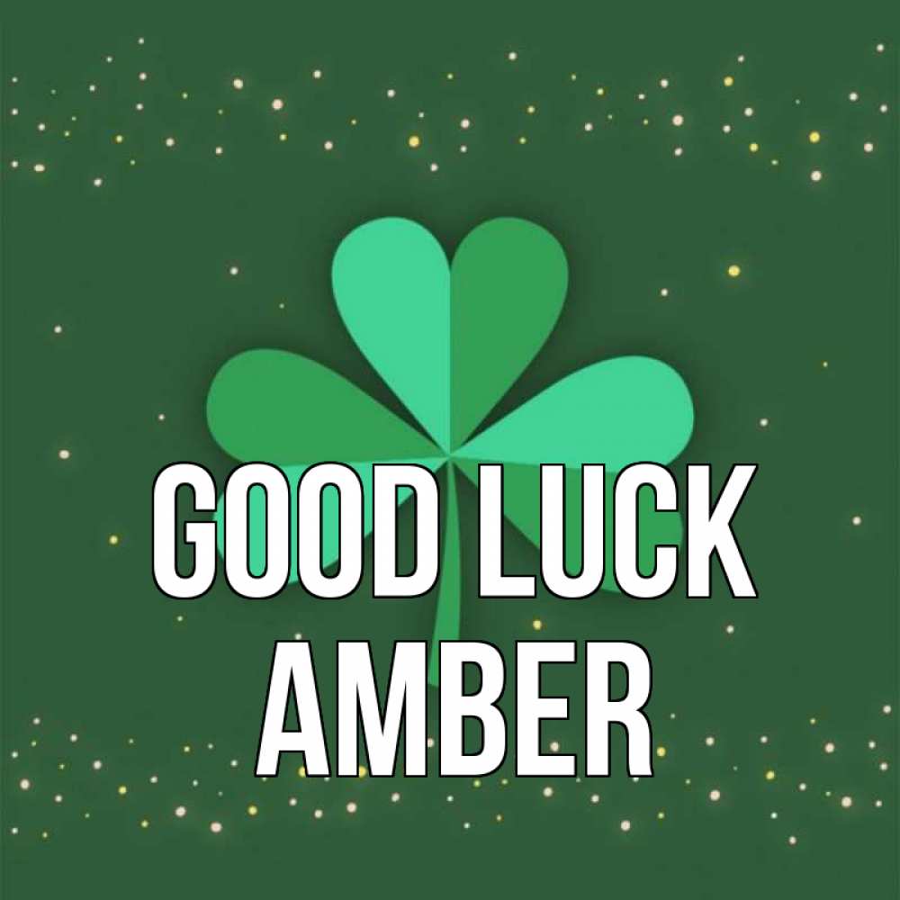 Greetings card с именем, Amber Good luck лист клевера Greetings with text for free download 