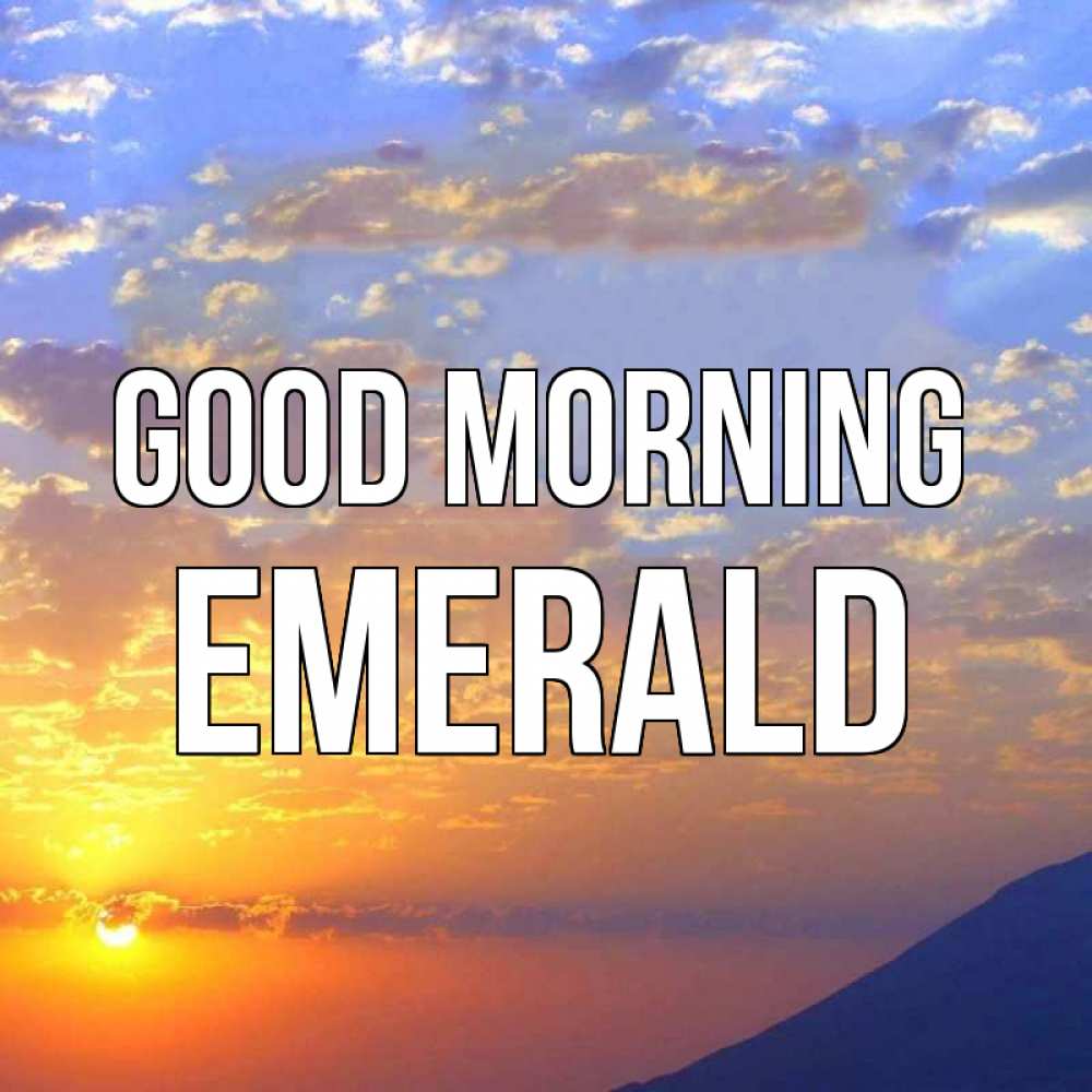 Greetings card с именем, Emerald Good morning облака и солнце Greetings with text for free download 