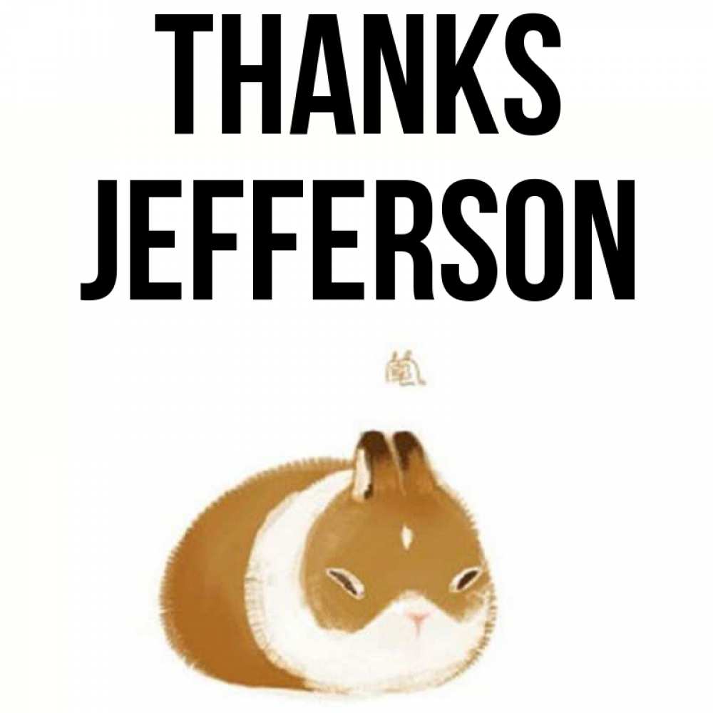 Greetings card с именем, Jefferson Thanks коричнево белый домашний питомец Greetings with text for free download 