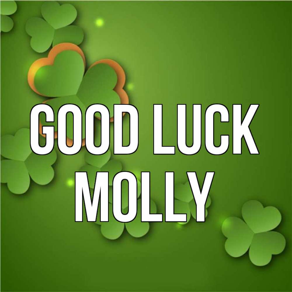 Greetings card с именем, Molly Good luck много трехлистных листочков клевера Greetings with text for free download 