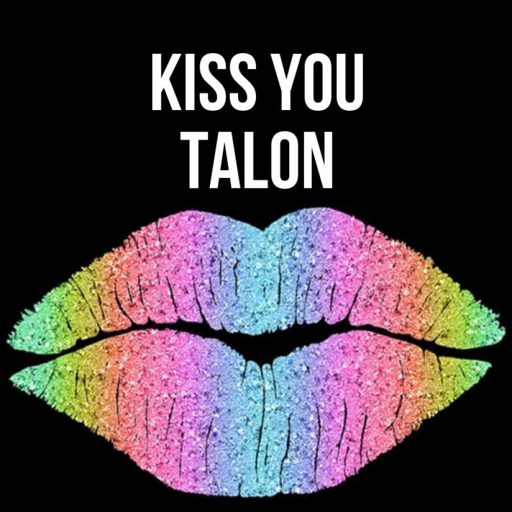 Greetings card с именем, Talon Kiss you след от губ на черном фоне Greetings with text for free download 