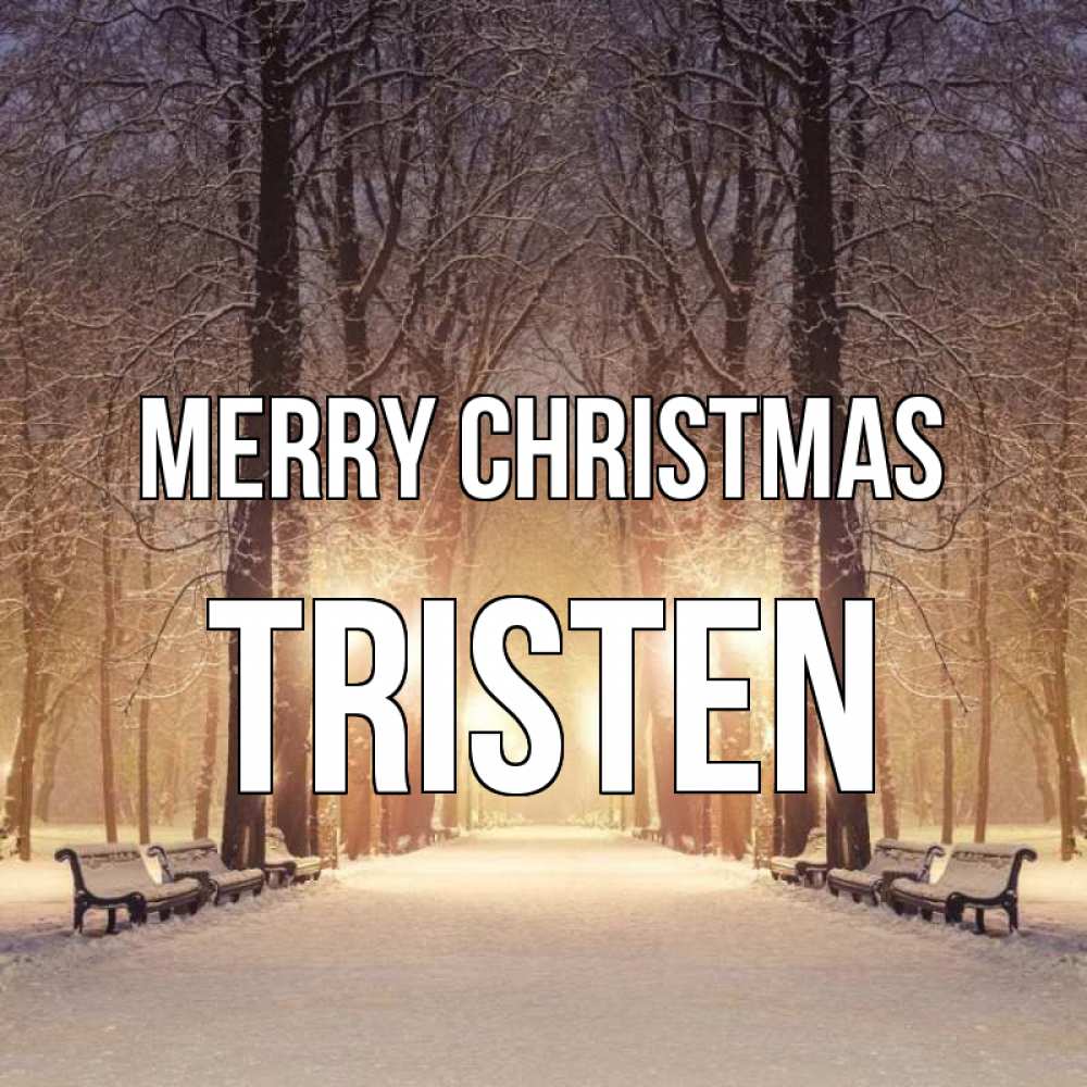 Greetings card с именем, Tristen Merry Christmas зима, парк, фонарь, лес Greetings with text for free download 