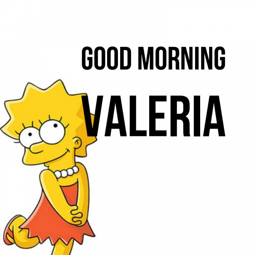 Greetings card с именем, Valeria Good morning в платье и ожерелье Greetings with text for free download 